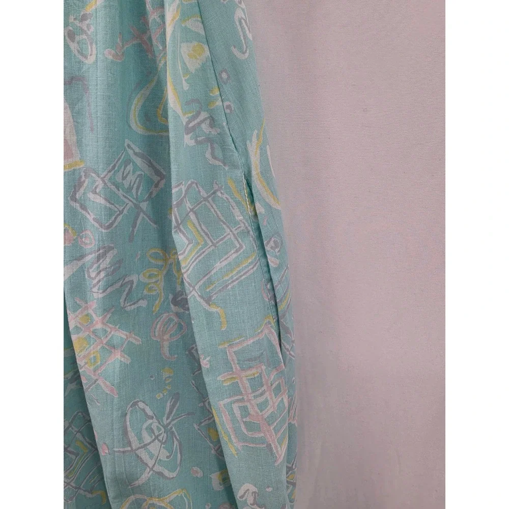 Vintage Gilligan O'Malley Nightgown M Blue Pastel Abstract Cotton Blend USA Made